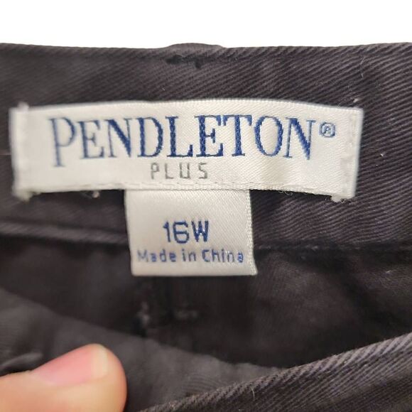 Pendleton Plus Size 16W  Black Cropped Pants 3 Pockets Lightweight 100%Cotton - Picture 3 of 9